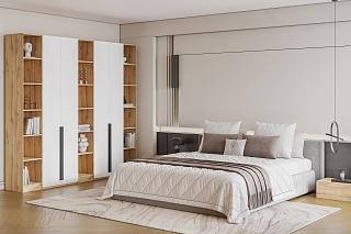 Шкаф распашной Хейсон - 11 Дуб Золотистый / Белый