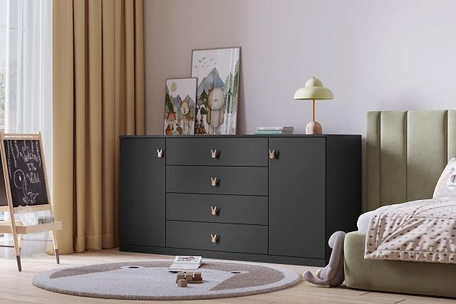 Комод Банни - 3 МДФ Черный Агат