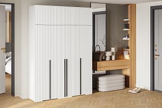 Шкаф распашной Лоренсе - 4 с антресолью Белый