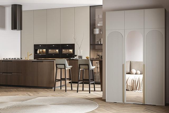 Шкаф распашной Рослин - 3.1 с антресолью Кашемир