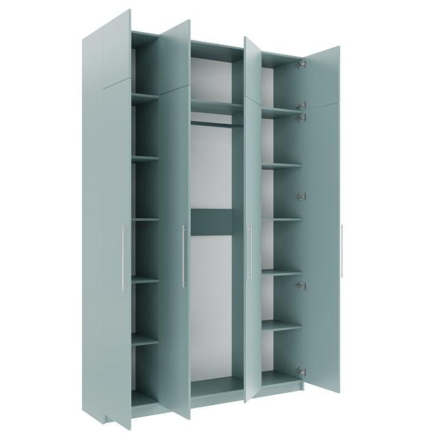 Шкаф распашной Калифорния - 4 с антресолью Сумеречный Голубой