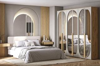 Шкаф распашной Брей - 3.2 Дуб Золотистый / Кашемир