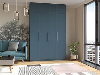 Шкаф распашной Калифорния - 4 с антресолью Альби Полуночно-синий