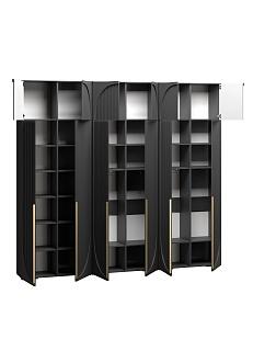 Шкаф распашной Брей - 3 с антресолью Черный