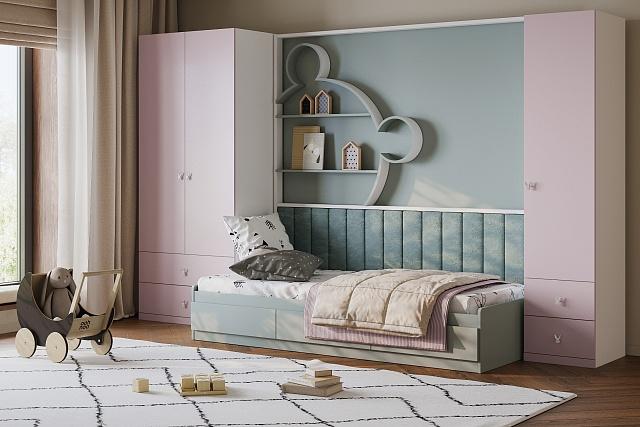 Детская стенка Банни - 8 МДФ Розовый Лайт