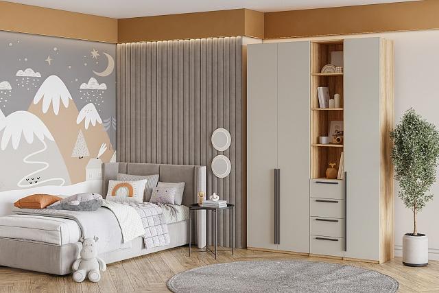 Шкаф распашной Хейсон - 20 Блэквуд Ячменный / Кашемир