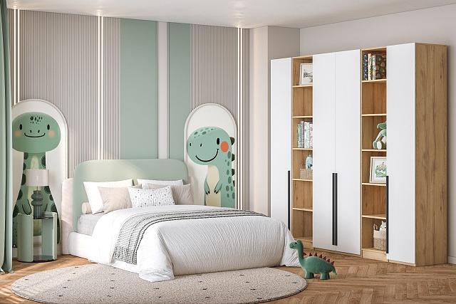 Шкаф распашной Хейсон - 13 Дуб Золотистый / Белый