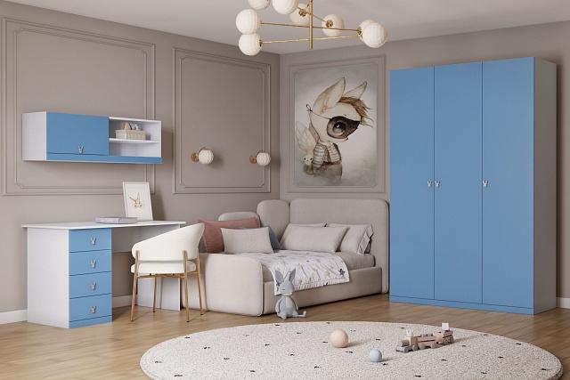 Детская стенка Банни - 10 МДФ Пастельно-Синий