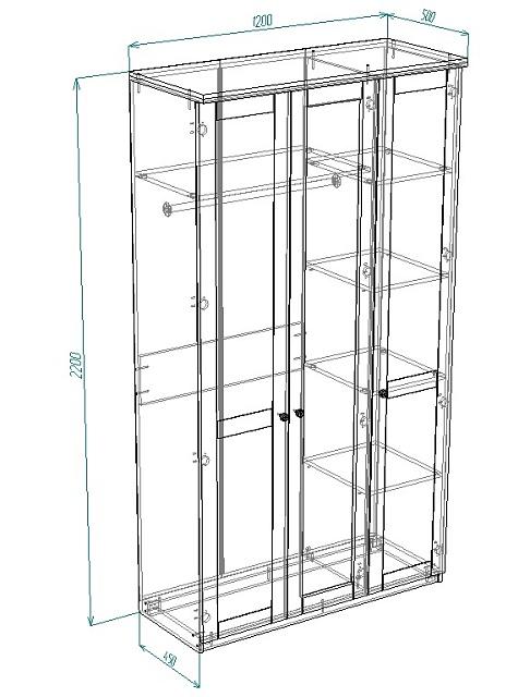 Шкаф распашной София РАХ - 6 МДФ Аквамарин
