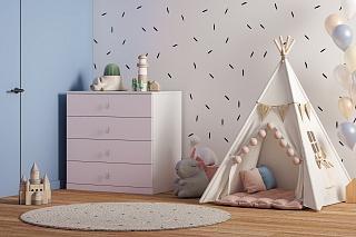 Комод Банни - 4 МДФ Розовый Лайт