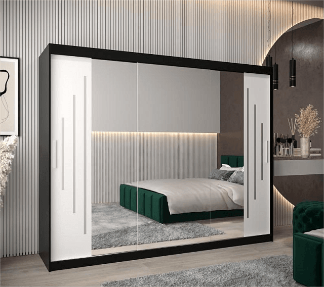 Шкаф-купе Валмиера NEW - 6 Черный / Белый