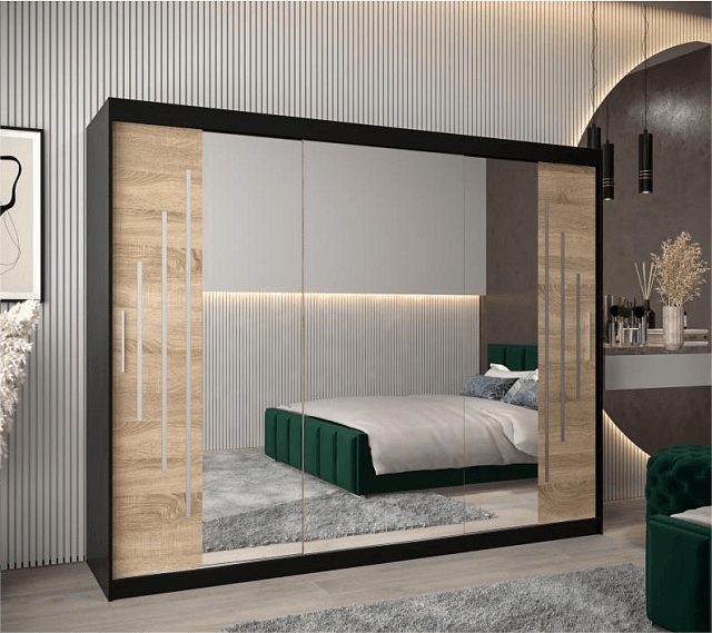 Шкаф-купе Валмиера NEW - 6 Черный / Дуб Сонома