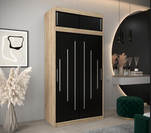 Шкаф-купе Валмиера NEW - 2А Дуб Сонома / Черный