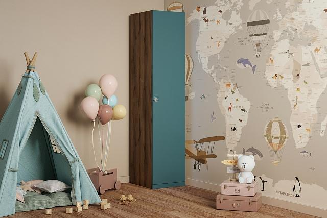 Шкаф распашной Скарабей - 1 МДФ Аквамарин