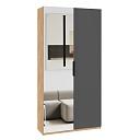 Шкаф распашной Астрис - 3 с зеркалом Графит