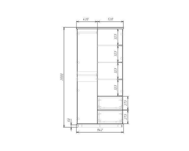 Шкаф распашной Бостон - 2 Черный