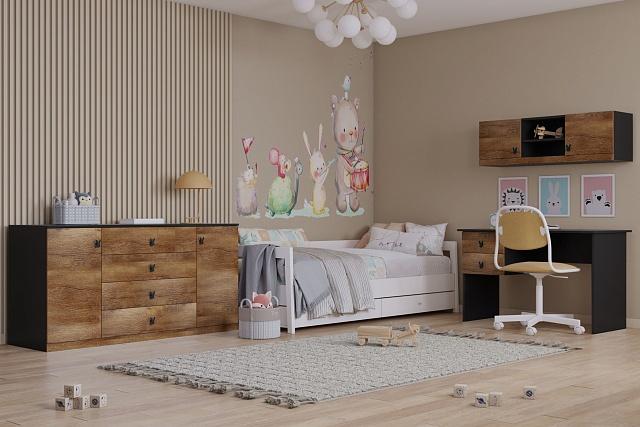 Детская стенка Банни - 9 МДФ Дуб Мореный