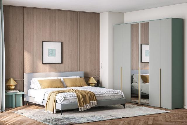 Шкаф распашной Солфорд - 6 с зеркалом Зеленый Айсберг