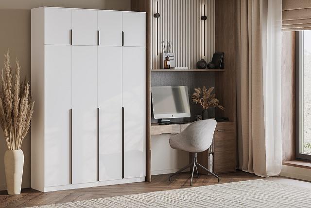 Шкаф распашной Марсель - 4 Белый с антресолью