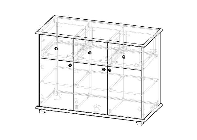 Комод Луиза - 3 МДФ Белый