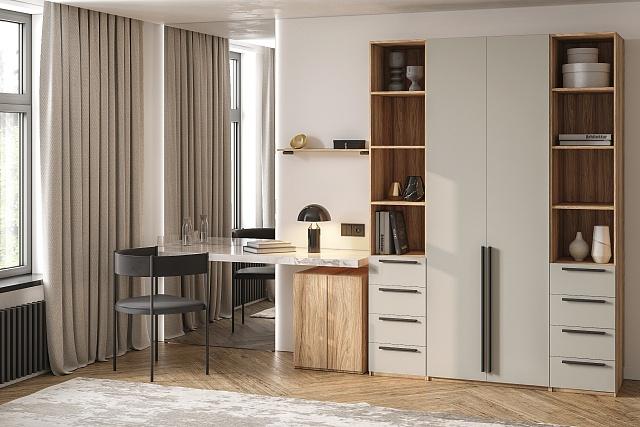 Шкаф распашной Хейсон - 25 Блэквуд Ячменный / Кашемир