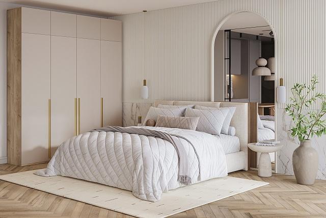 Шкаф распашной Лорена Хит - 4 с антресолью Сатин