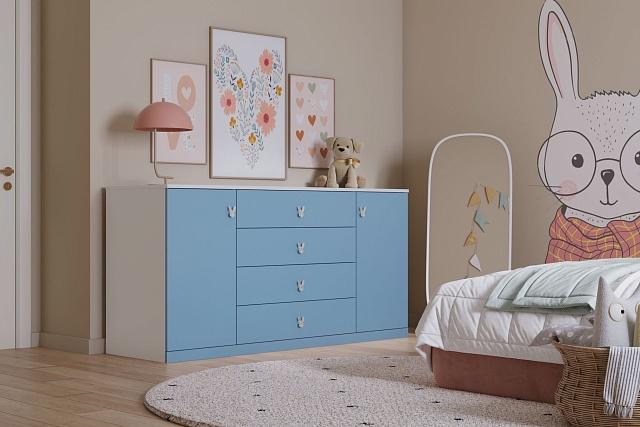 Комод Банни - 3 МДФ Пастельно-Синий
