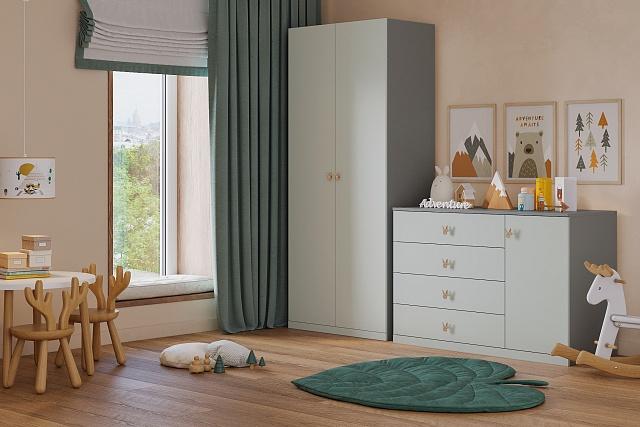 Детская стенка Банни - 7 МДФ Светло-Серый