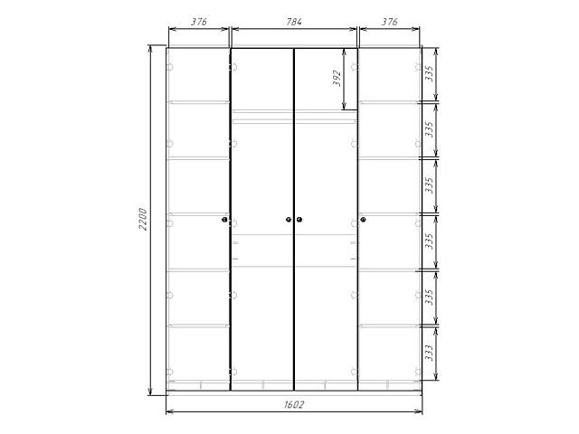 Шкаф распашной Колорадо - 4 с зеркалом МДФ