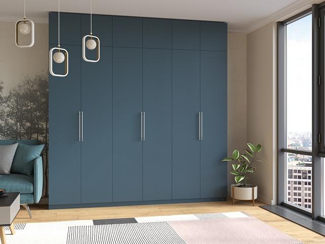 Шкаф распашной Калифорния - 6 с антресолью Альби Полуночно-синий