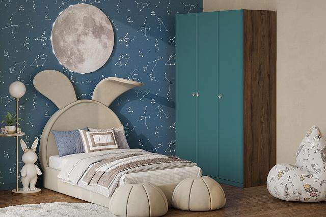 Шкаф распашной Скарабей - 3 МДФ Аквамарин