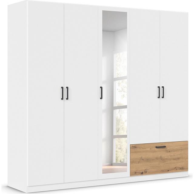 Шкаф распашной Бари - 4 Белый / Дуб Бунратти