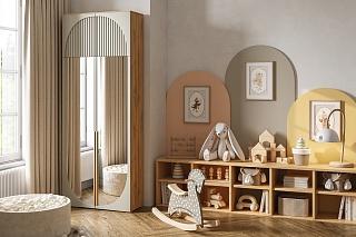 Шкаф распашной Брей - 1.2 с антресолью Дуб Золотистый / Кашемир