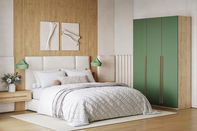 Шкаф распашной Микос - 3 МДФ Шарли Green