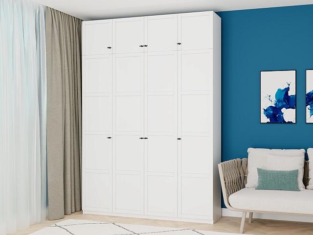 Шкаф распашной Скаген - 4 с антресолью Белый