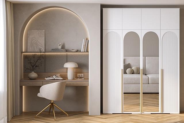 Шкаф распашной Рослин - 4.1 с антресолью Белый