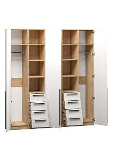 Шкаф распашной Хейсон - 15 Дуб Золотистый / Белый