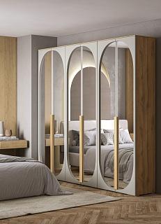 Шкаф распашной Брей - 3.2 Дуб Золотистый / Кашемир