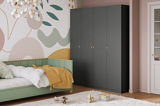 Шкаф распашной Банни - 4 МДФ Черный Агат