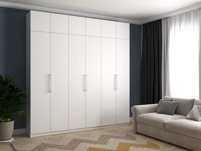 Шкаф распашной Калифорния - 6 с антресолью Белый