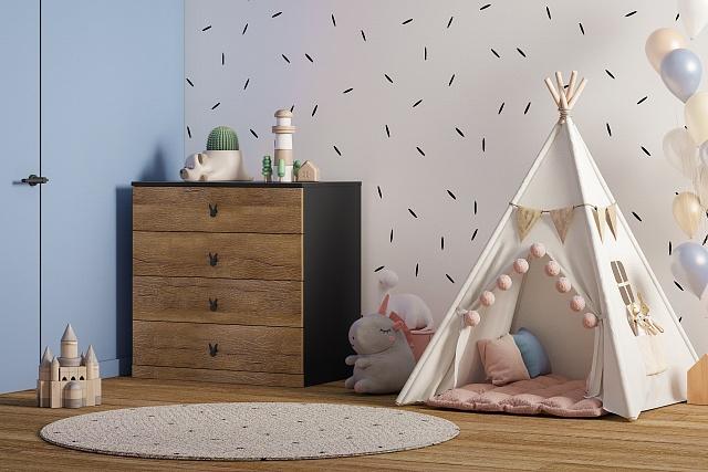 Комод Банни - 4 МДФ Дуб Мореный