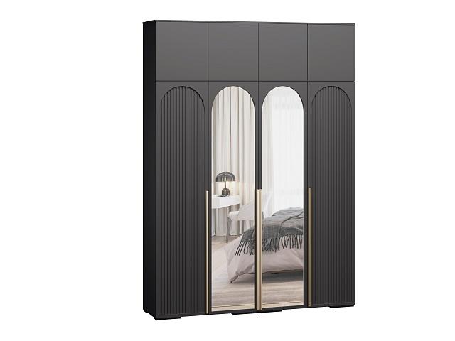 Шкаф распашной Рослин - 4.1 с антресолью Черный