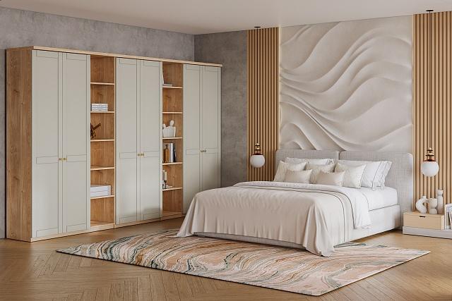 Шкаф распашной София РАХ - 29 МДФ Кастелло Медовый / Кашемир