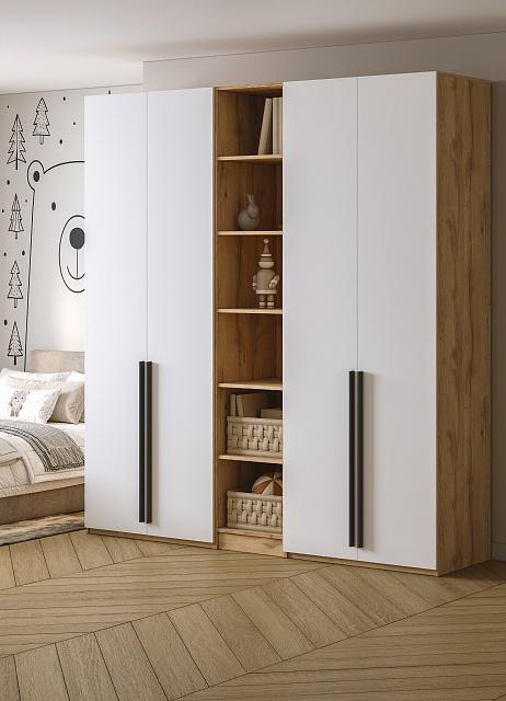 Шкаф распашной Хейсон - 17 Дуб Золотистый / Белый