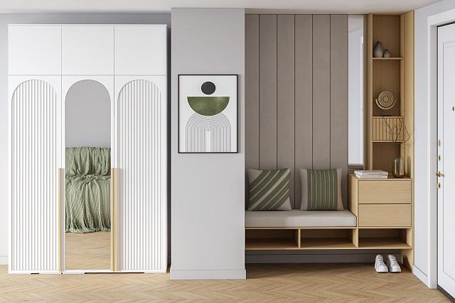 Шкаф распашной Рослин - 3.1 с антресолью Белый