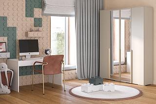 Шкаф распашной Солфорд - 4 с зеркалом Кашемир