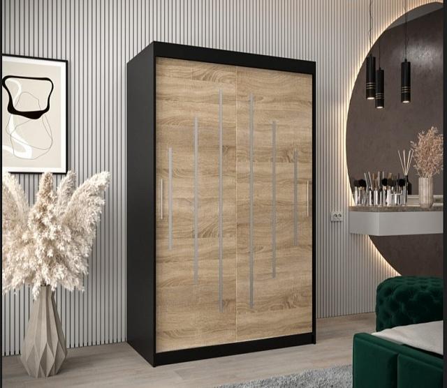 Шкаф-купе Валмиера NEW - 2 Черный / Дуб Сонома