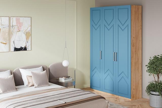 Шкаф распашной Эверест - 3 МДФ Аквамарин