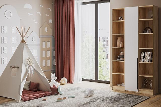 Шкаф распашной Хейсон - 29 Дуб Золотистый / Белый