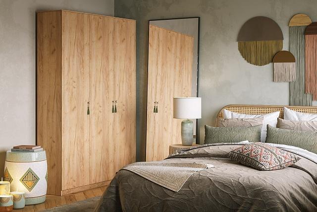 Шкаф распашной Монтана - 3 Крафт Золотой